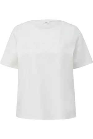 QS by s.Oliver T-Shirt aus Baumwollstretch mit Paillettenstickerei Ecru 42
