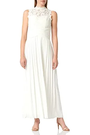Little Mistress Damen Cocktail Partykleid Lace Pleat Bridal Dress Maxi, Weiß (Ivory 001), 40 (Herstellergröße: 12)