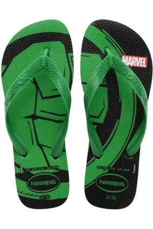 Havaianas Jungen Top Marvel Logomania (Mini Me) Flipflop, Black/Patria Green