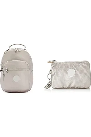 Kipling Backpacks Seoul, S, Metallic Glow + Damen Creativity S Münzbörse Silber (Metallic Glow)