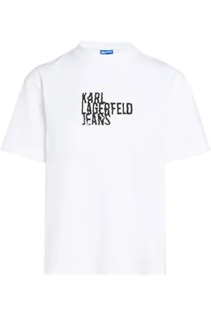 Karl Lagerfeld Damen, Regelmässiges Kurzarm-Logo-T-Shirt, Weiss, Mittel