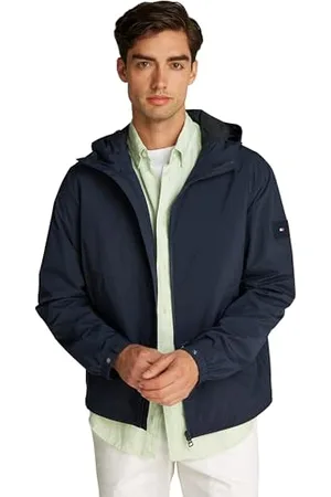 Tommy Hilfiger Herren Windbreaker Jacke Branded Hooded Sportlich, Blau (Desert Sky), S
