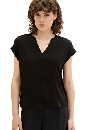 TOM TAILOR Damen 1037231 Basic Bluse, 14482-Deep Black, 34