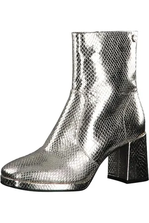 QS by s.Oliver Damen Stiefeletten mit Absatz mit Schlangenmuster Blockabsatz , 39