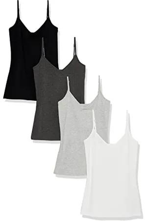 Amazon Damen Strick-Lagen-Camisole mit V-Ausschnitt in schmaler Passform (erhältlich in Übergrößen), 4er-Pack, , 5XL Große Größen