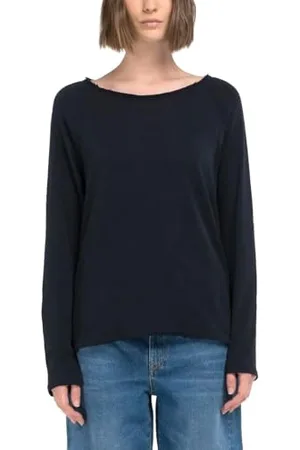 Replay Damen Langarmshirt mit U-Boot-Ausschnitt, Blau (Dark Navy 970), XXS
