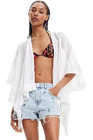 Desigual Damen Kaftan_flower KAFTAN FLOWER CLARA 1000 WHITE, , Einheitsgröße EU