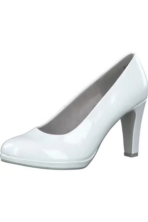 Marco Tozzi Damen Pumps mit Trichterabsatz Vegan, Weiß (White Patent), 40 EU