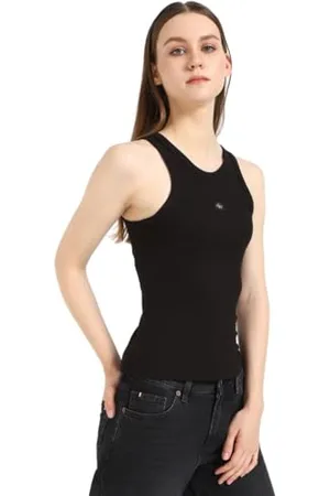 Calvin Klein Damen Woven Label Rib Tank TOP Tanktop, , XS