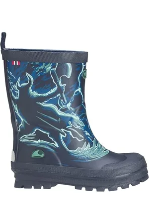 Viking Jolly Print Rubber Boots, Navy/Bluegreen, 32