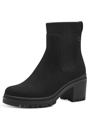 QS by s.Oliver Damen Chelsea Boots mit Blockabsatz Vegan, (Black), 40 EU