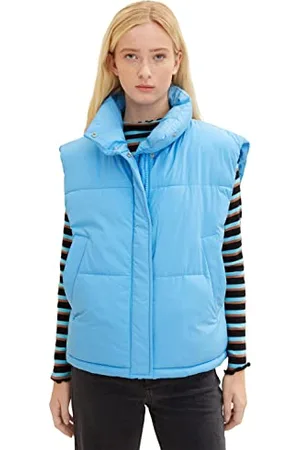 TOM TAILOR Damen 1034127 Loose Fit Pufferweste, 18395-Rainy Sky Blue, s