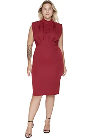 Trendyol Damen Midi Bodycon Fitted Plus Size Dress Kleid, , 50