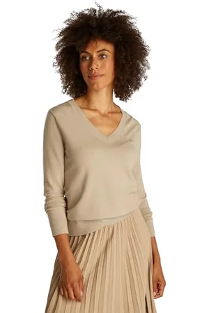 Tommy Hilfiger Damen Sweater CO Jersey Stitch V-NK Pullover WW0WW40098, , XS