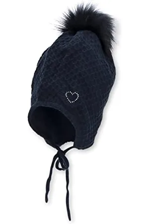 Sterntaler Baby Mädchen Mütze Baby Bommelmütze Strass-Herz Mütze - Mütze Baby, Kappe Kinder - aus Baumwolle mit Bindeband - , 45