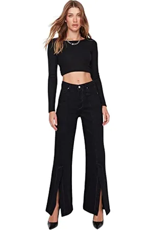 Trendyol Damen Herren Hoher Bund Weites Bein der 90er Jeans, , 42 EU