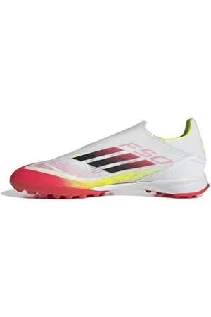 adidas Unisex F50 League Laceless Football Boots Turf Fußballschuhe, Cloud White/Core Black/Solar Yellow
