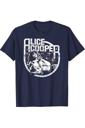 Alice Cooper – Classic Alice Photo On Navy T-Shirt