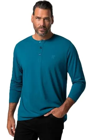 JP 1880 Herren Henley T-Shirts, , XXXXXL