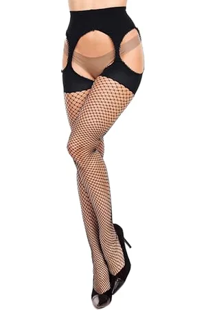 Glamory Damen Weites Bein Strumpfhose Mesh Ouvert Netzstrumpfhose G - 50353, Einfarbig, Gr. XX-Large (52-54)