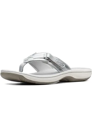 Clarks Damen Breeze Sea Flipflop, New Silver Synthetic, 39 EU
