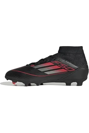 adidas F50 League MID Football Boots FG/MG Kids Fußballschuhe, Core Black/Iron Metallic/Lucid Red, 34 EU
