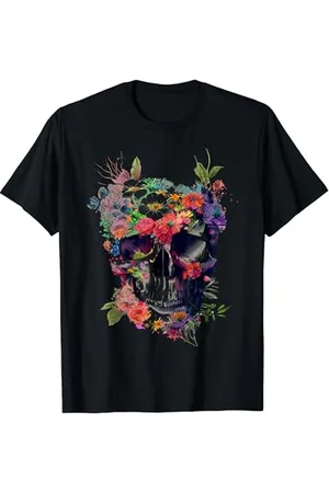 F4NT4STIC Totenkopf mit Blumen T-Shirt