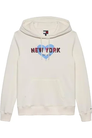Tommy Hilfiger Damen Hoodie TJ X NYC mit Kapuze, Beige (Ancient White), M