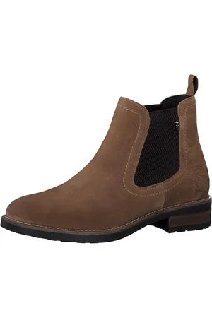 QS by s.Oliver Damen Chelsea Boots aus Leder mit Blockabsatz, Braun , 39 EU