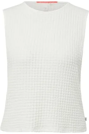 QS by s.Oliver Damen 2144059 Top aus Jaquard, Creme, X-Large