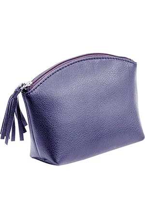 Alassio 2702 Kosmetiktasche aus echtem Leder, Ledertasche mit Reißverschluss und Lederfransenzipper, kleine Tasche, Kulturbeutel, Waschtasche für Reisen, Make-Up-Tasche, , ca. 15,5 x 11 x 5,5 cm