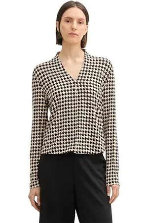 TOM TAILOR Damen Longsleeve mit V-Ausschnitt, , XXS
