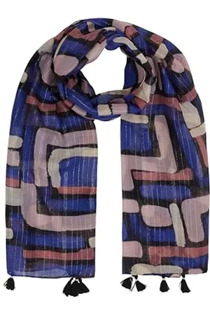 TOM TAILOR Damen Schal mit Muster , black abstract design, ONESIZE