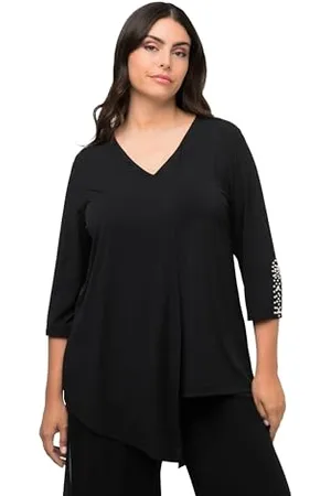 Ulla Popken Damen Asymmetrische Perlendetail am Ärmel Bluse, , 46-48