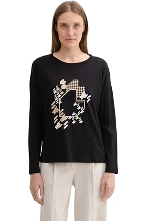 TOM TAILOR Damen Longsleeve aus Bio-Baumwolle mit Print, , L