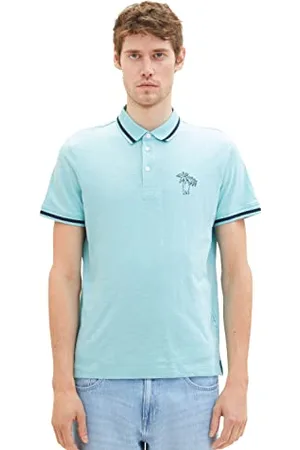 TOM TAILOR Herren 1036379 Poloshirt mit Palmen-Print, 31046-Blue Tibetan Stone, XL