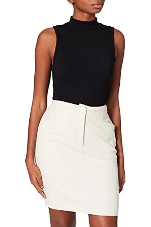 Moschino Damen with 5 and golden Logo Heart Embroidery Above Rear Welt Pocket Skirt, White, 50