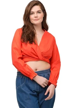Ulla Popken Damen Short wrap Blouse Bluse, , 46-48