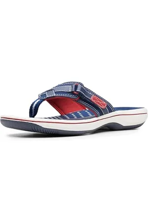 Clarks Damen Breeze Sea Flipflop, Marineblau/Rot. Synthetik, 36.5 EU