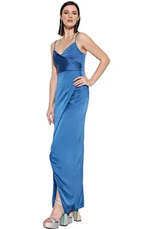Trendyol Damen Maxi Wrapover Regular Fit Woven Evening Dress Kleid, , 62