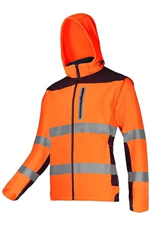 LAHTI PRO Warnschutz-Jacke Softshell Arbeitsjacke | Größe: S | Farbe: Neonorange | Warnschutz-Pilotenjacke | Warnjacke | Berufsjacke | Schutzjacke | Herrenjacke mit reflektierenden Streifen