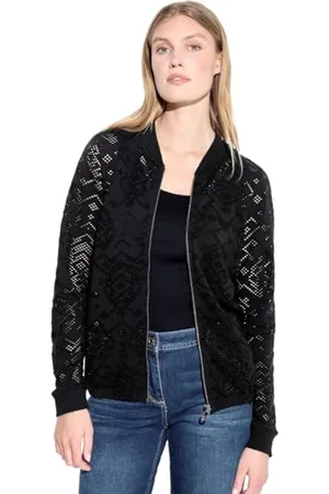 CECIL Damen B321513 Ajour Jacke, Black, S
