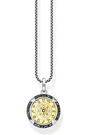 Thomas Sabo Herren Kette Elements of Nature gold, aus 925er Sterlingsilber mit 750er Gelbgold-Vergoldung, mit schwarzen Zirkonia-Steinen, Länge 50cm, KE2153-849-11-L50V