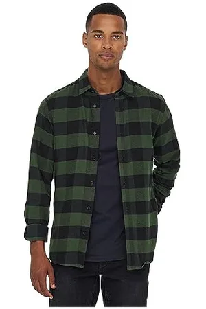 Only & Sons NOS Onsgudmund LS Checked Shirt Noos Camicia, Verde (Forest Night Forest Night), X-Small Uomo