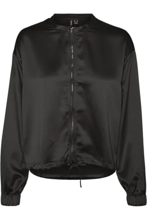 VERO MODA Damen Vmmerle Ls Bomber WVN Ga Bomberjacke, Black, M