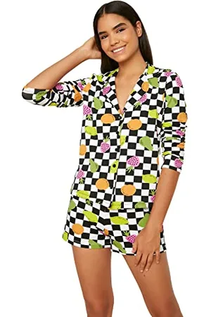 Trendyol Damen Multi-color Checkers Printed Knitted Kit Pajama Set, , L EU
