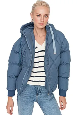 Trendyol Damen Damen Regular Puffer Plain Webstoff Winterjacke Coat, , M EU