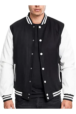 Urban classics Herren Oldschool College Jacket Jacke, Blk/Wht, S EU