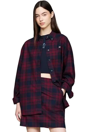 Tommy Hilfiger Damen TJW RLX TARTAN CHECK SHIRT EXT DW0DW18878, Red (Rouge Winter Check), XXL