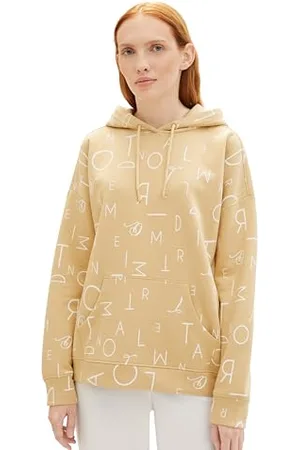 TOM TAILOR Damen Oversize Hoodie mit Buchstaben Allover-Print, , XL